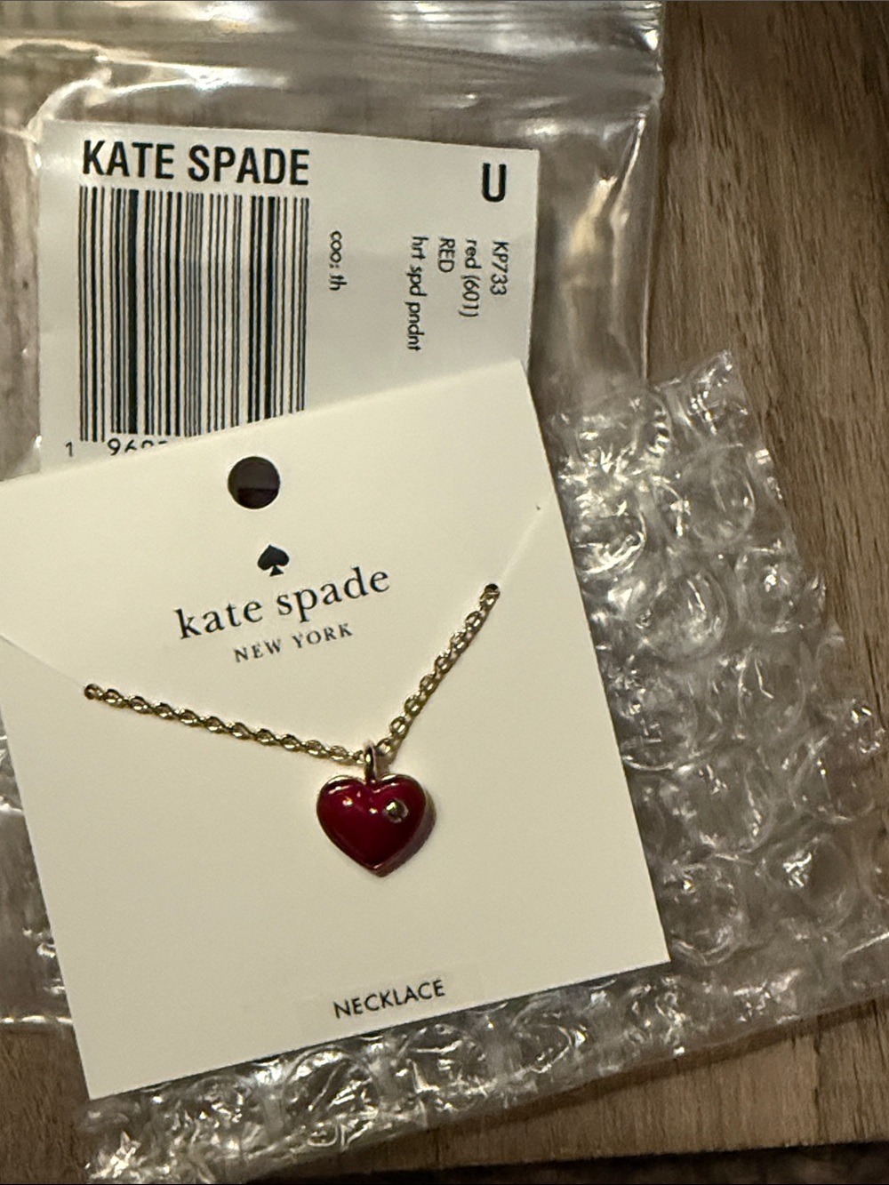 kate spade Gold Necklace with Red Heart Charm